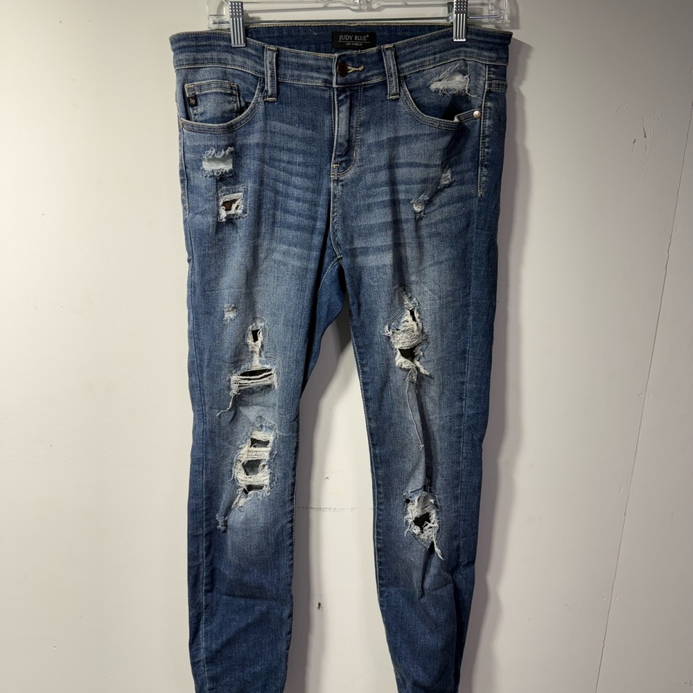 Judy Blue Ripped Skinny Jeans in Blue